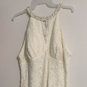 Sheath lace knee length bridal formal white dress